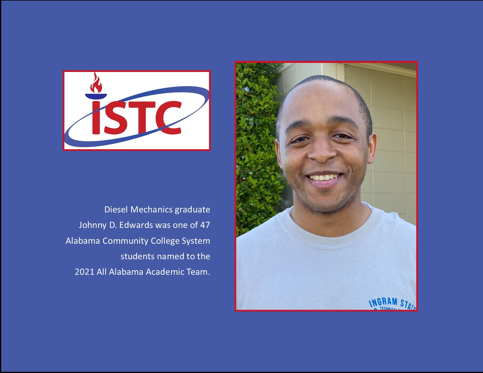 Featured image for “ISTC Graduate Johnny Edwards Named to All Alabama Academic Team”
